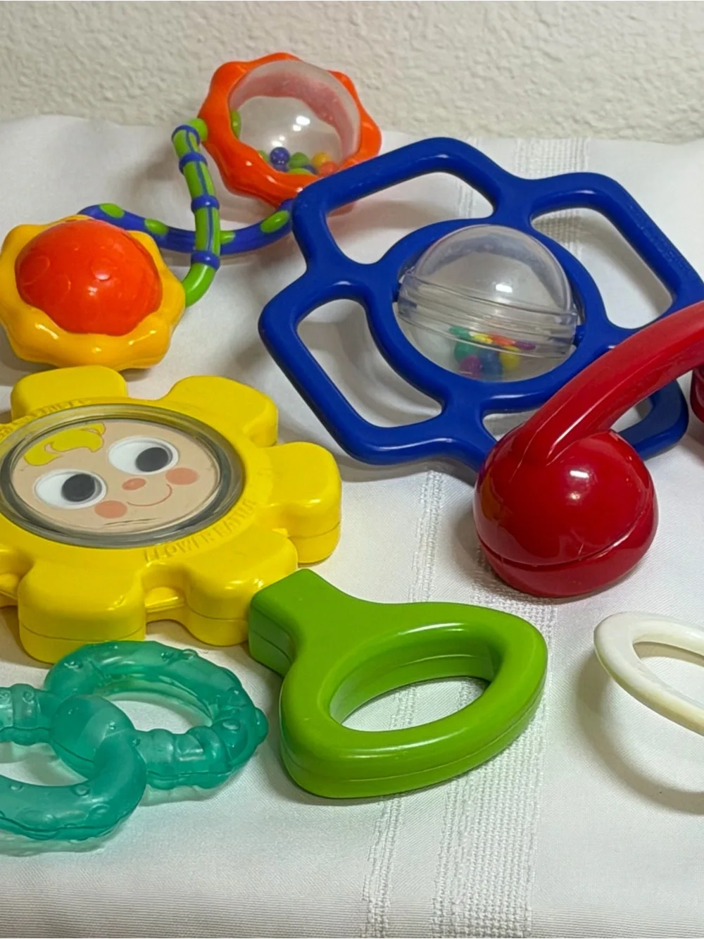 11 Pc Mostly Vintage Baby Toys Rattles Teethers Fisher Price Candy Stripe Flower